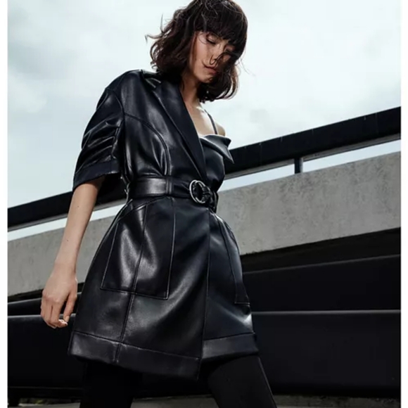 Cinq à Sept Katie Belted Faux Leather Minidress - Picture 8 of 12